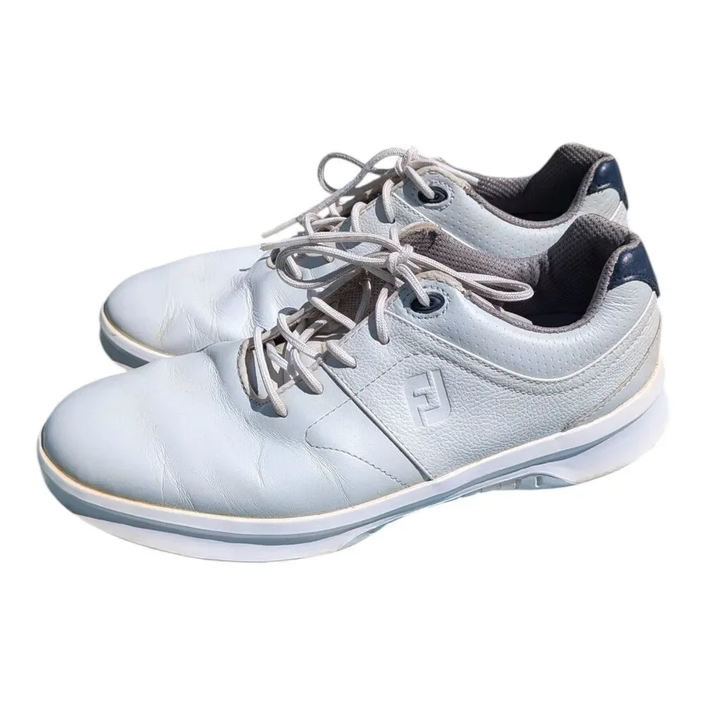 FootJoy Contour Series Golf Shoes Men's 7W White Softspikes Leather Sneakers
